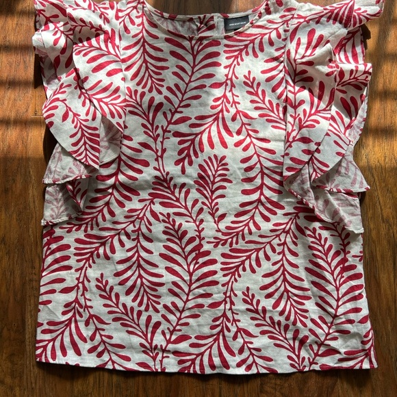 Who What Where Women’s Size M Linen Blend Blouse With Ruffles Summer Casual - Picture 2 of 8